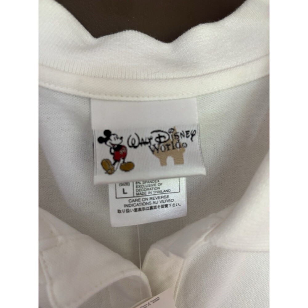 Disney Shirt Women L Sleeveless White Blue Stripe Cotton Mickey Mouse Brand New! - Picture 6 of 8
